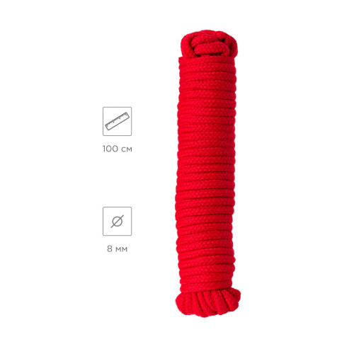 Красная текстильная веревка для бондажа - 1 м. (красный)