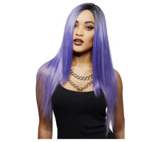 Парик с длинными прямыми волосами и боковым пробором (фиолетовый)