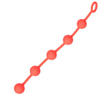 Красная анальная цепочка с кольцом - 30 см. (красный)