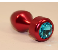 Красная анальная пробка с голубым кристаллом - 7,8 см. (голубой)