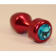 Красная анальная пробка с голубым кристаллом - 7,8 см. (голубой)