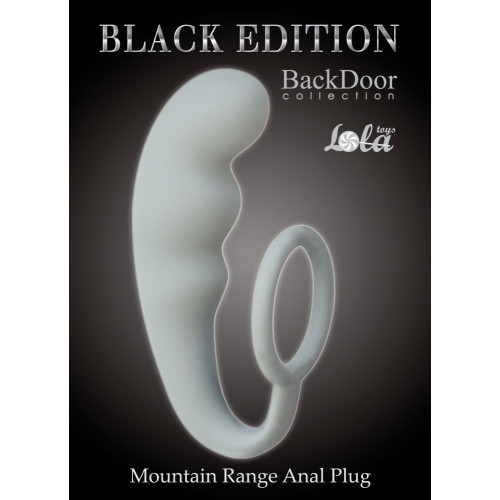 Серое эрекционное кольцо с анальным стимулятором Mountain Range Anal Plug (серый)