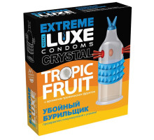 Стимулирующий презерватив  Убойный бурильщик  с ароматом тропических фруктов - 1 шт. (прозрачный)