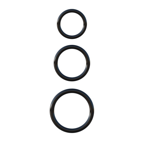 Набор из трех черных эрекционных колец Silicone 3-Ring Stamina Set (черный)