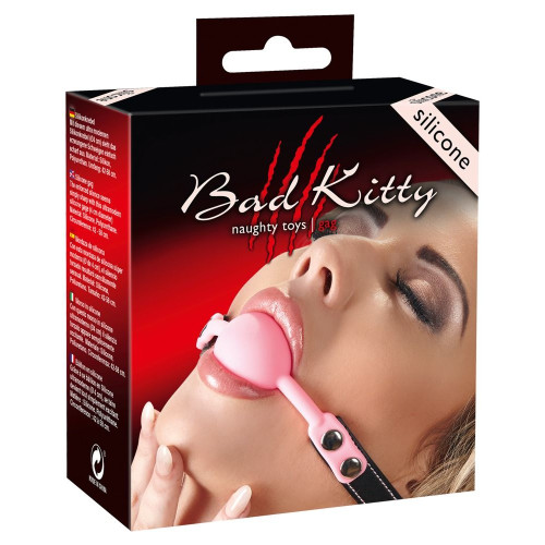 Силиконовый кляп-шар розового цвета Bad Kitty (розовый)