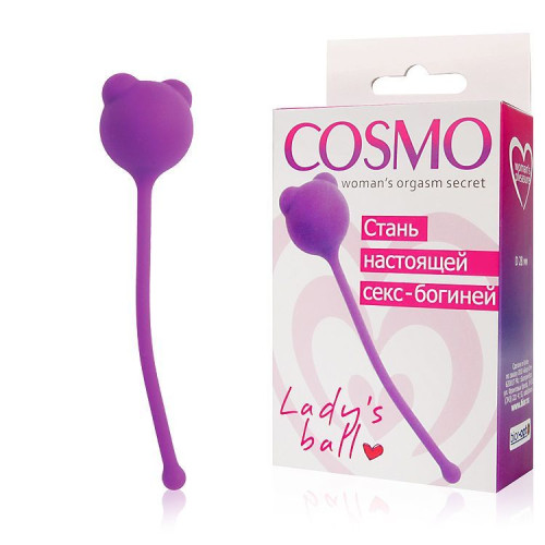 Фиолетовый вагинальный шарик с ушками Cosmo (фиолетовый)