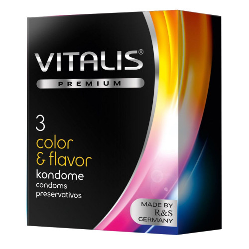 Цветные ароматизированные презервативы VITALIS PREMIUM color & flavor - 3 шт. (разноцветный)