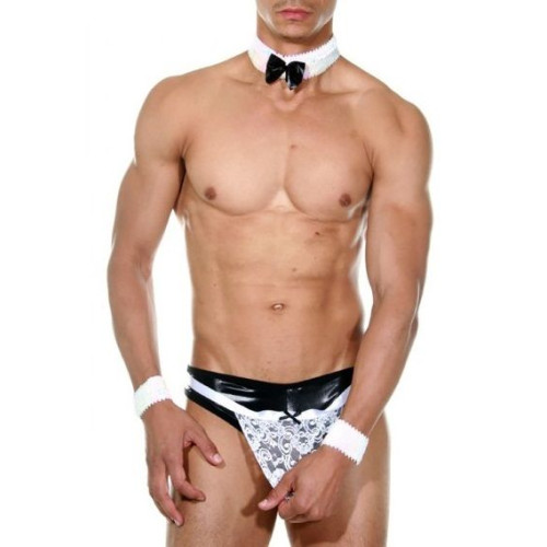 Черно-белый костюм сексуального официанта (черный с белым|L-XL)