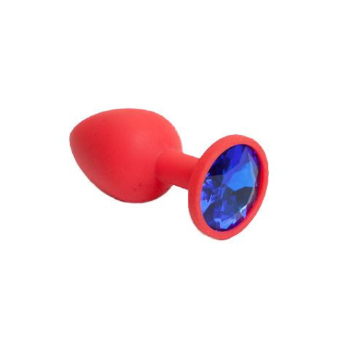 Красная силиконовая пробка с синим стразом - 7,1 см. (синий)