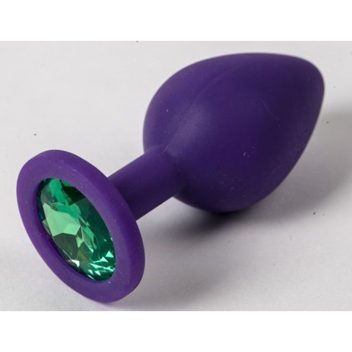 Фиолетовая силиконовая пробка с зеленым кристаллом - 9,5 см. (зеленый)