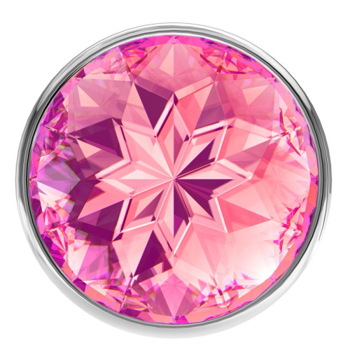 Малая серебристая анальная пробка Diamond Pink Sparkle Small с розовым кристаллом - 7 см. (розовый)