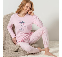 Хлопковый пижамный комплект с мишкой-конькобежцем (розовый|M)