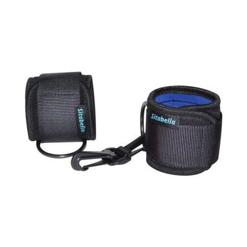 Чёрно-синие неопреновые наручники на липучках (черный с синим)