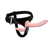 Женский страпон с вибрацией и вагинальной пробкой Ultra Passionate Harness - 18 см. (телесный с черным)