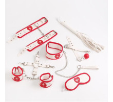 Эротический набор  Медсестричка  из 8 предметов (белый с красным)