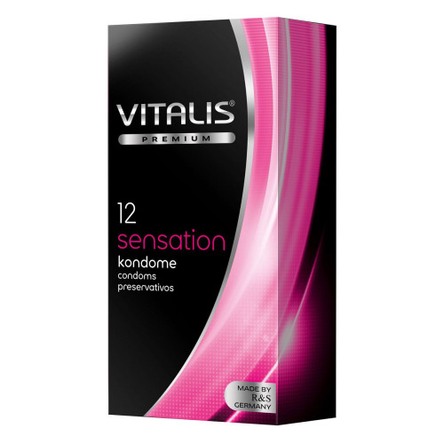 Презервативы VITALIS PREMIUM sensation с пупырышками и кольцами - 12 шт. (розовый)
