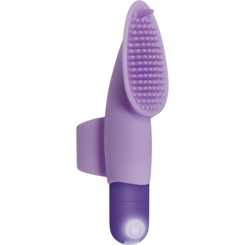 Фиолетовая вибропуля с силиконовой щеточкой для клиторальной стимуляции Fingerific (фиолетовый)