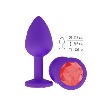 Фиолетовая силиконовая пробка с красным кристаллом - 7,3 см. (красный)