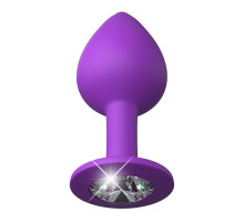 Фиолетовая анальная пробка со стразом Her Little Gem Medium Plug - 8,3 см. (фиолетовый)