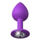 Фиолетовая анальная пробка со стразом Her Little Gem Medium Plug - 8,3 см. (фиолетовый)
