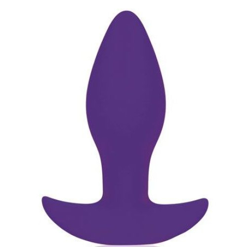 Фиолетовая коническая анальная вибровтулка с ограничителем - 8,5 см. (фиолетовый)