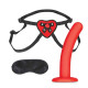 Красный поясной фаллоимитатор Red Heart Strap on Harness & 5in Dildo Set - 12,25 см. (красный с черным)