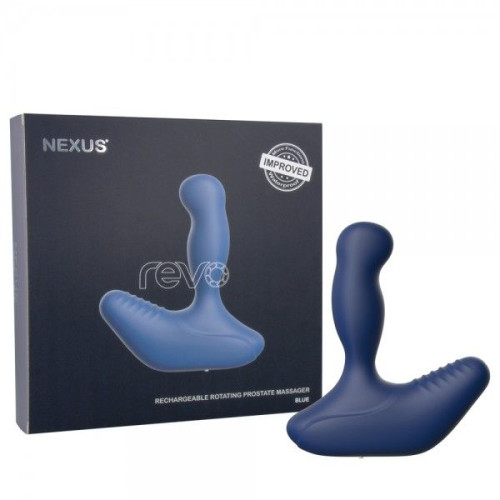Синий вибромассажер простаты NEXUS REVO 2.0 с вращающейся головкой (синий)