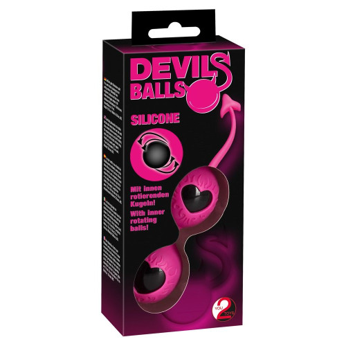 Вагинальные шарики в силиконовой оболочке Devils Balls (розовый с черным)