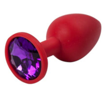 Красная силиконовая пробка с фиолетовым кристаллом - 7,1 см. (фиолетовый)