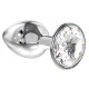 Малая серебристая анальная пробка Diamond Clear Sparkle Small с прозрачным кристаллом - 7 см. (прозрачный)