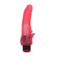 Розовый гелевый вибратор с клиторальными лепестками - 18,5 см. (розовый)