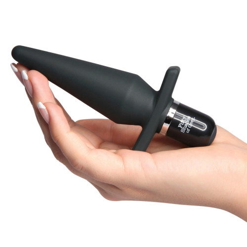 Черная анальная пробка с вибрацией Delicious Fullness Vibrating Butt Plug - 14 см. (черный)