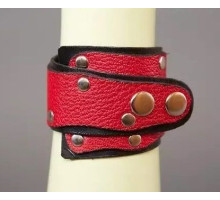 Красно-чёрный кожаный браслет «Треугольник» (красный с черным)