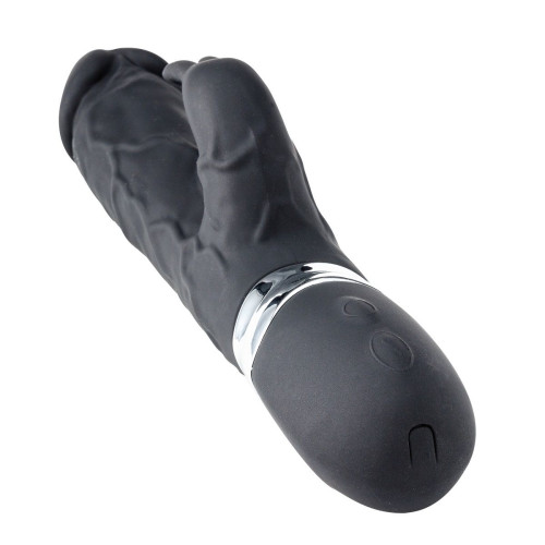 Черный реалистичный вибратор-кролик - 23 см. (черный)