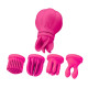 Розовый клиторальный стимулятор Caress с 5 заменяемыми насадками (розовый)