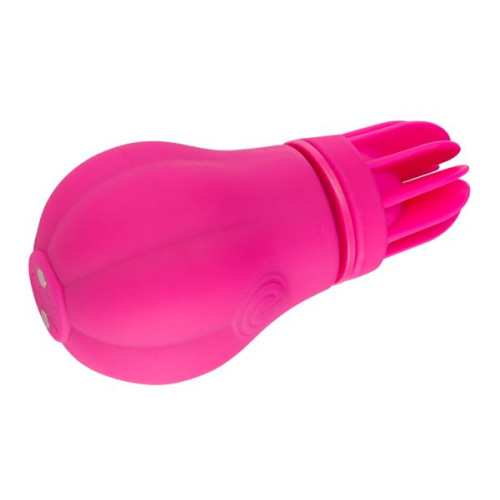 Розовый клиторальный стимулятор Caress с 5 заменяемыми насадками (розовый)
