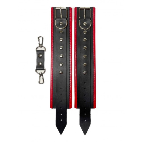 Черно-красные наручники из эко-кожи (черный с красным)