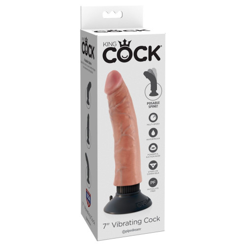 Вибромассажер телесного цвета 7  Vibrating Cock - 20 см. (телесный)