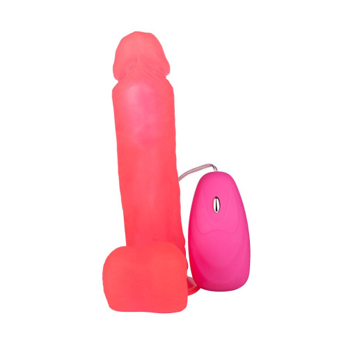 Розовый гелевый вибратор на присоске - 19 см. (розовый)