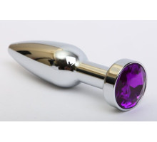Удлинённая серебристая пробка с фиолетовым кристаллом - 11,2 см. (фиолетовый)