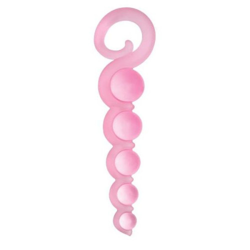 Розовая анальная цепочка из 5 шариков различного диаметра - 25,5 см. (розовый)