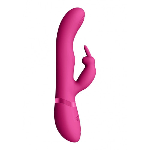Розовый вибромассажер May Pulse-Wave & C-spot & G-Spot Rabbit - 22 см. (розовый)