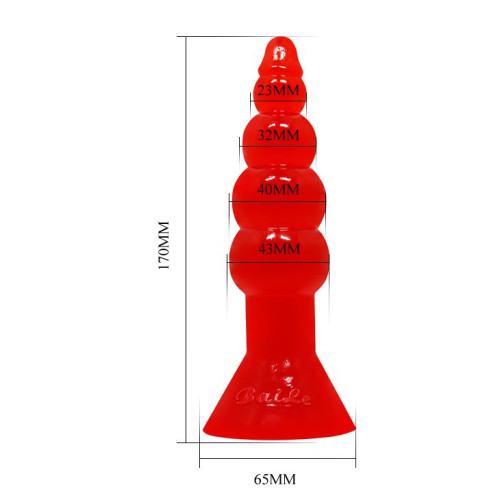 Красная анальная пробка-елочка с присоской - 17 см. (красный)