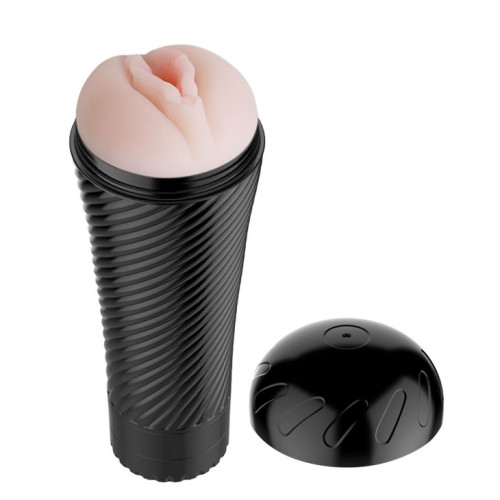 Мастурбатор-вагина с многоуровневой вибрацией Pink Pussy (телесный с черным)