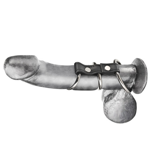 Хомут на пенис из трех металлических колец 3 RING GATES OF HELL (черный с серебристым)