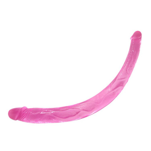 Розовый двусторонний фаллоимитатор из упругого геля - 42 см. (розовый)