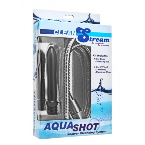 Набор для анального душа Aqua Shot Shower (черный с серебристым)