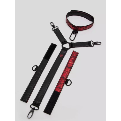 Ошейник с наручниками Reversible Faux Leather Collar and Wrist (красный с черным)