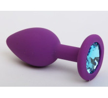 Фиолетовая силиконовая пробка с голубым стразом - 7,1 см. (голубой)