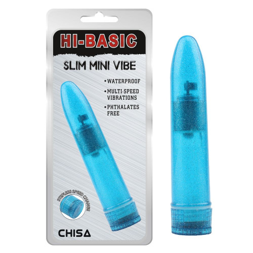 Голубой мини-вибратор Slim Mini Vibe - 13,2 см. (голубой)